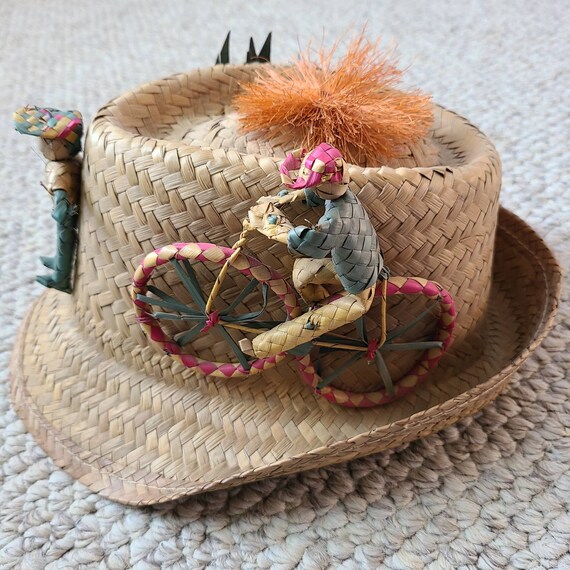 40s fedora, straw hat, handmade, bicycle, mana ND… - image 2