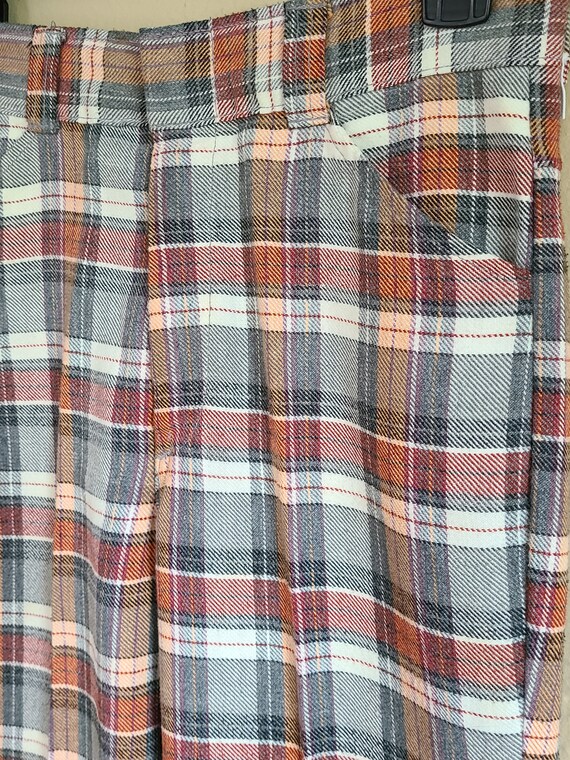 70s boys size 12 bellbottoms, plaid pants,  flare… - image 4