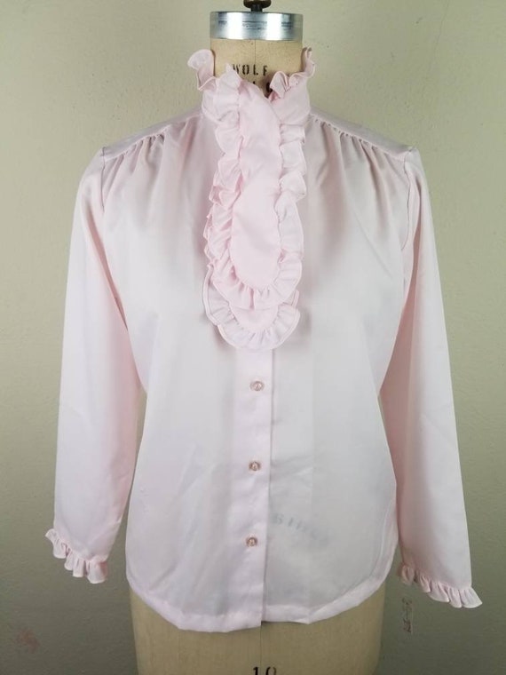 NWT 80s blouse, Victorian style, light pink, new … - image 2