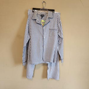 XL mens pajamas set, blue striped, Cross and Windsor
