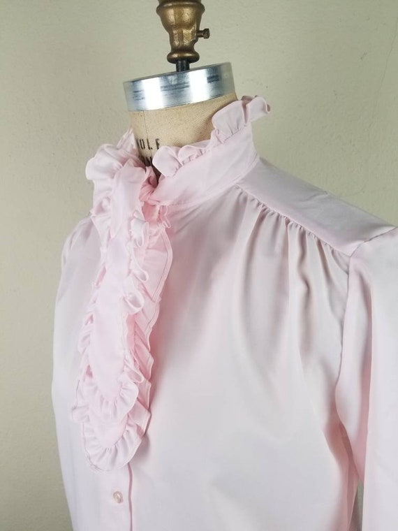 NWT 80s blouse, Victorian style, light pink, new … - image 4