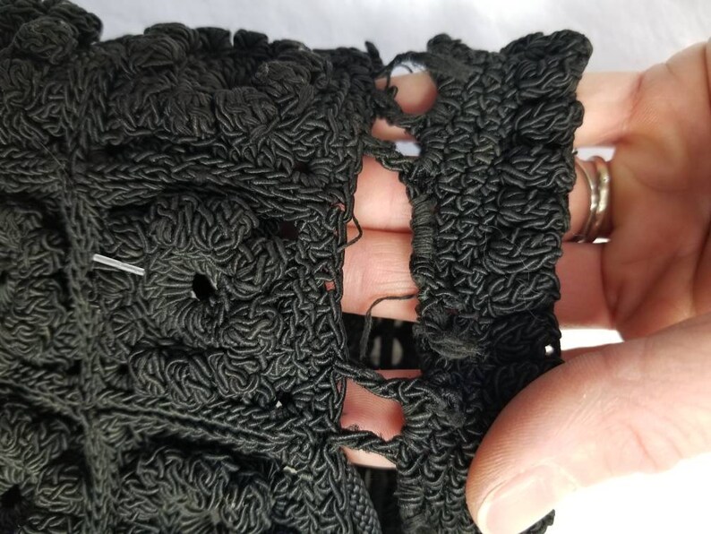 40s purse, black handbag, crocheted image 4