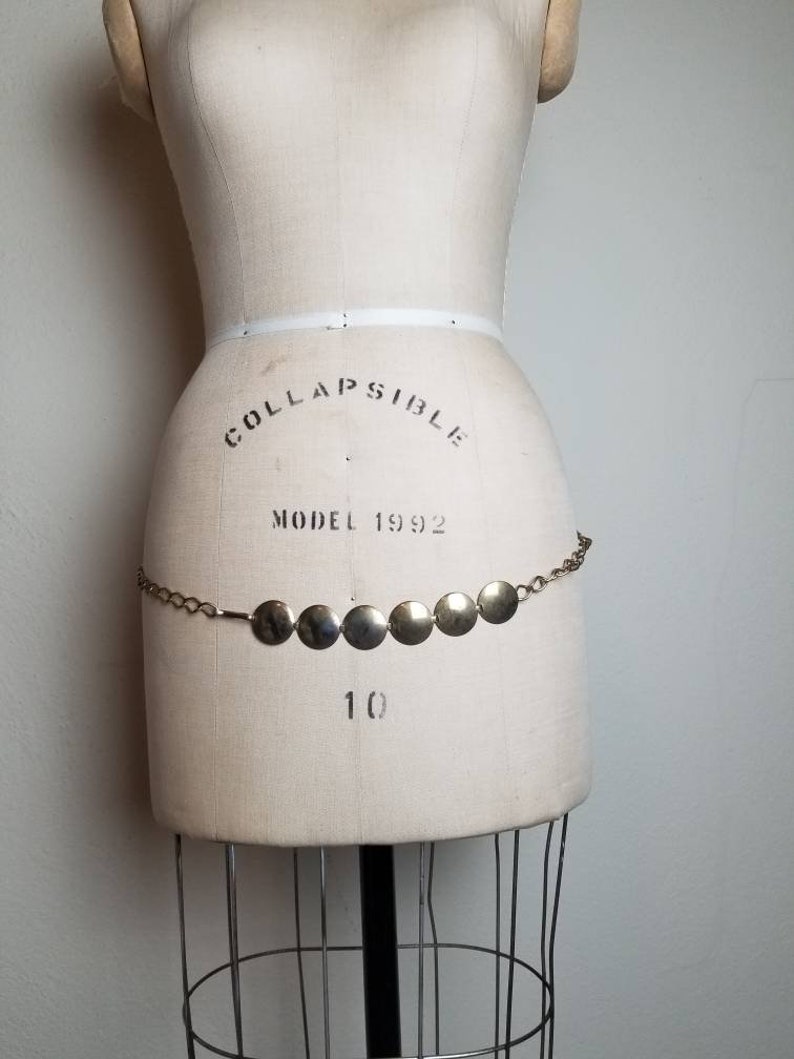 gold color 39 brass and metal vintage 60s-70s adjustable chain Brass belt