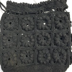 40s purse, black handbag, crocheted image 7