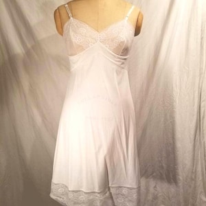 Vintage white slip, lace, nylon, 36