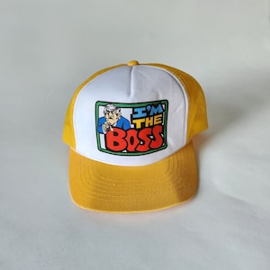 Vintage NEW 80s trucker hat, I&#39;m the Boss, yellow snapback, baseball hat, never used