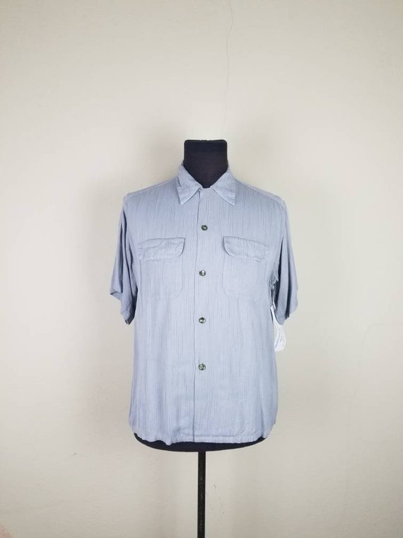 40s-50s work shirt, mens large, grey, gray, faint