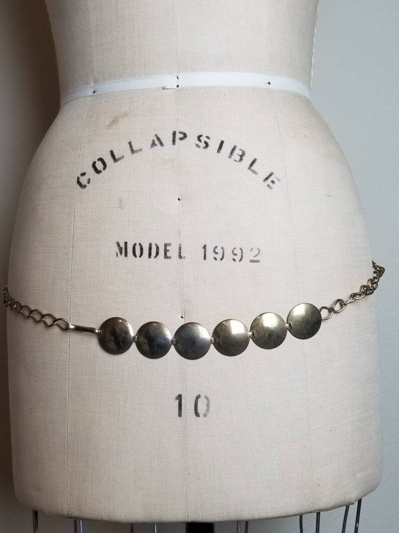 gold color 39 brass and metal vintage 60s-70s adjustable chain Brass belt