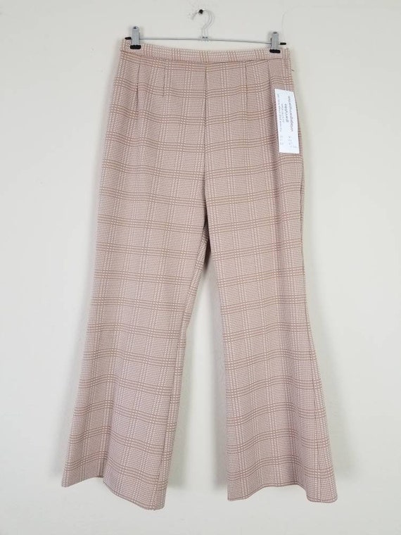 70s bell bottoms, ladies plaid pants, polyester k… - image 2