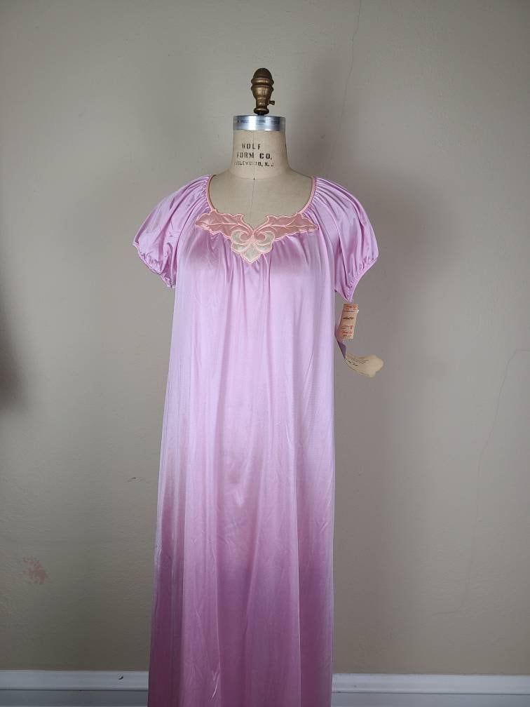 NEW Vanity Fair Nightgown Vintage 80s, New With Tags, Pink Purple - Main Image