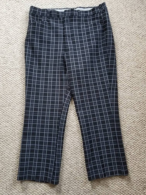 Mens 70s Vintage Pants Polyester Double Knit Black Plaid | Etsy