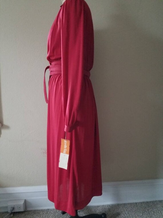 60s-70s cranberry red dress, NEW, NWT, Leslie Fay… - image 4