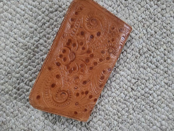 60s clutch, hand tooled leather, boho purse - image 5