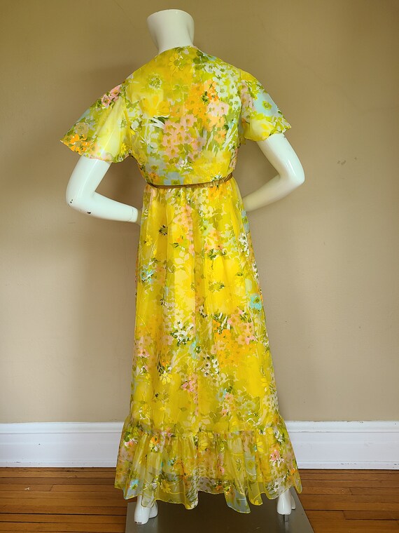 60s dress, floral maxi gown with bolero, sleevele… - image 9