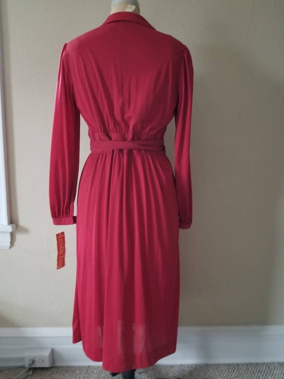 60s-70s cranberry red dress, NEW, NWT, Leslie Fay… - image 3