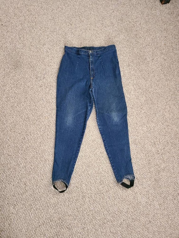 80s stirrup jeans, size 16, stretch denim