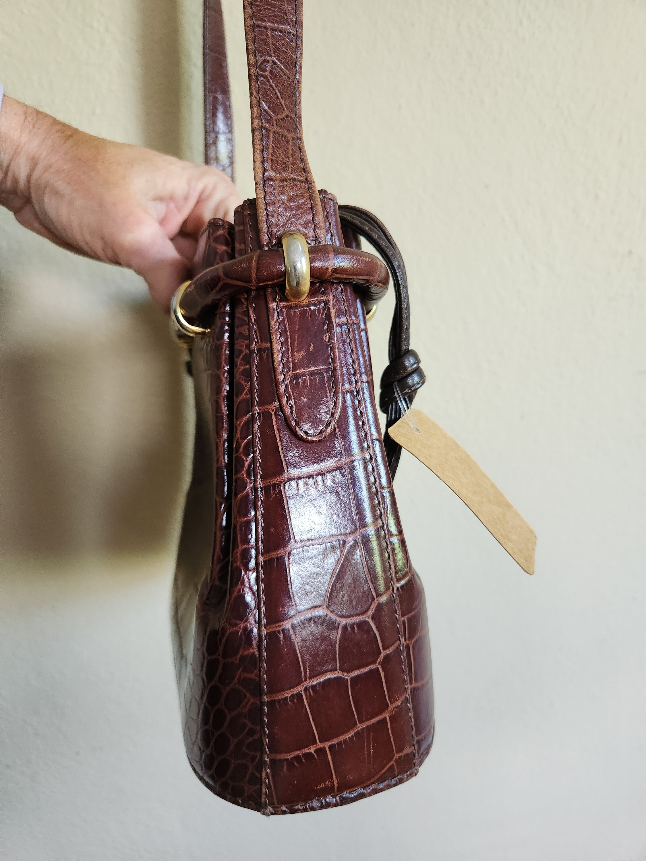 バッグ vintage made in ITALY BALLY leather bag Vintage BALLY Leather Shoulder Bag, Handbag, Brown Faux