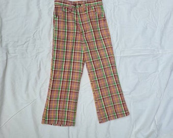 70s kids 6 bellbottoms, plaid pants,  flared hem