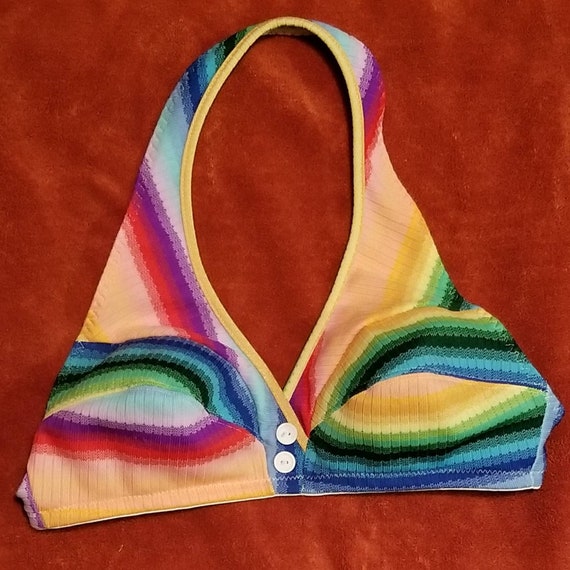 Vintage 60s-70s rainbow bikini top, 36