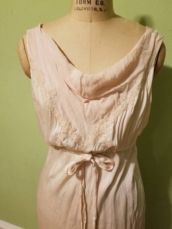 30s slip, vintage, silk, peachy beige color, larg… - image 9