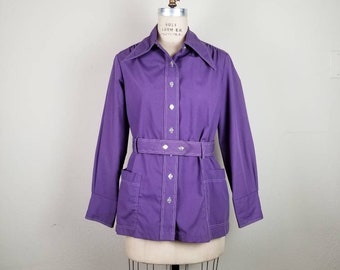 60s wide collar jacket, purple, size 16, workwear top