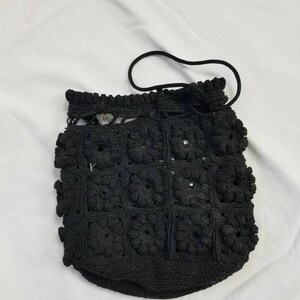 40s purse, black handbag, crocheted image 5