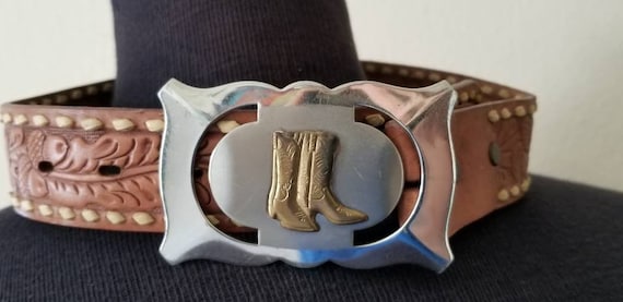 Boys Vintage Cowboy Double Buckle Belt 1950s