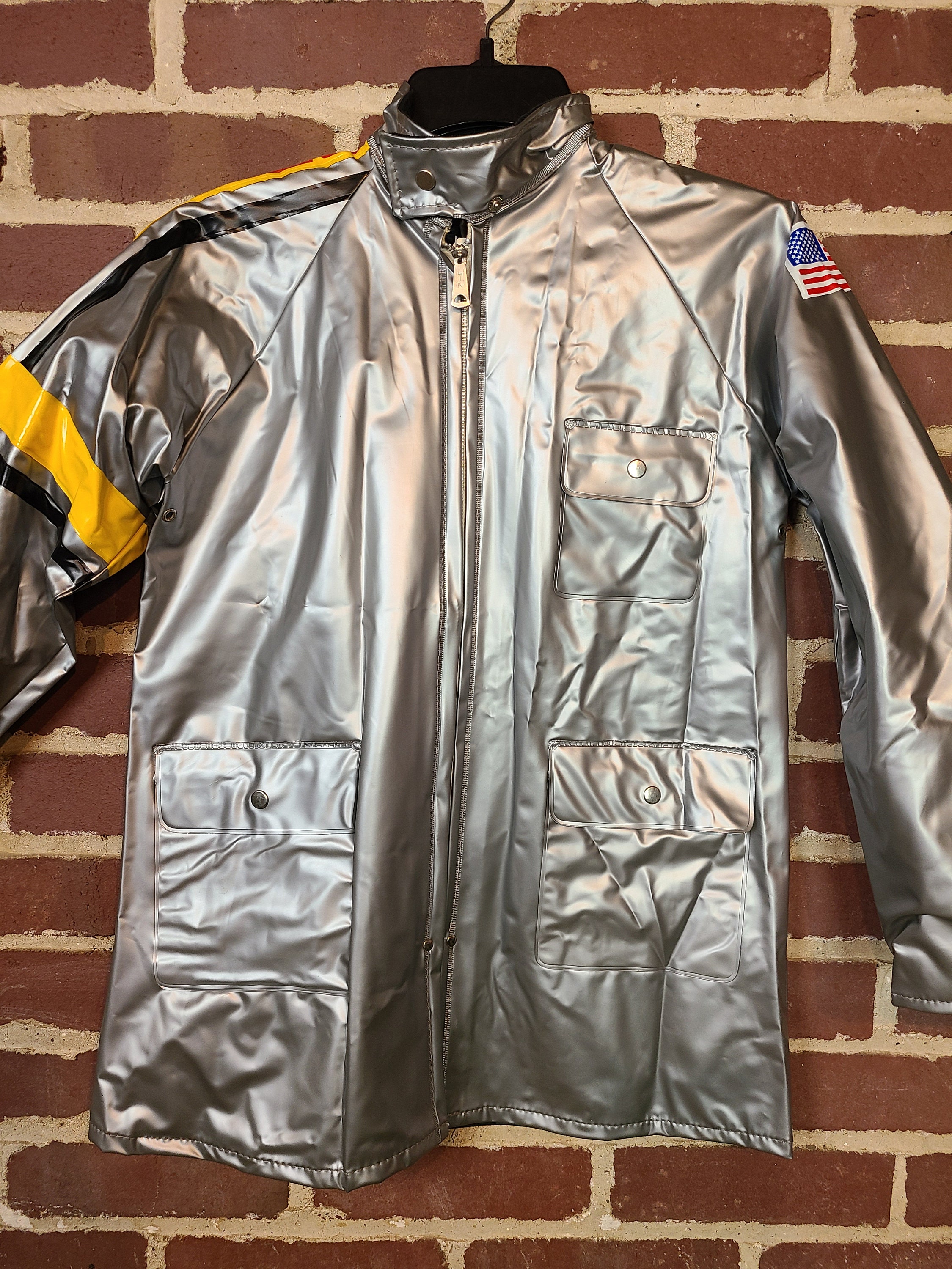 Vintage Kids Space Jacket, Rain Coat, Spring Jacket, Silver