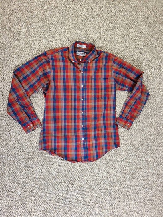 70s mens plaid shirt western style McGregor 15x32