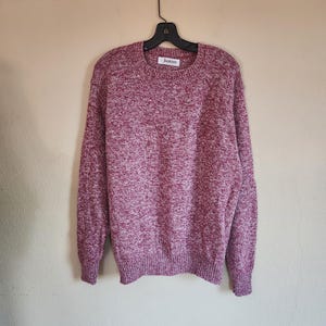 80s sweater, mens large, Jantzen, 44 chest, rose pink and white