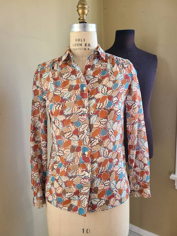70s blouse, Panther, sheer polyester chiffon - image 1
