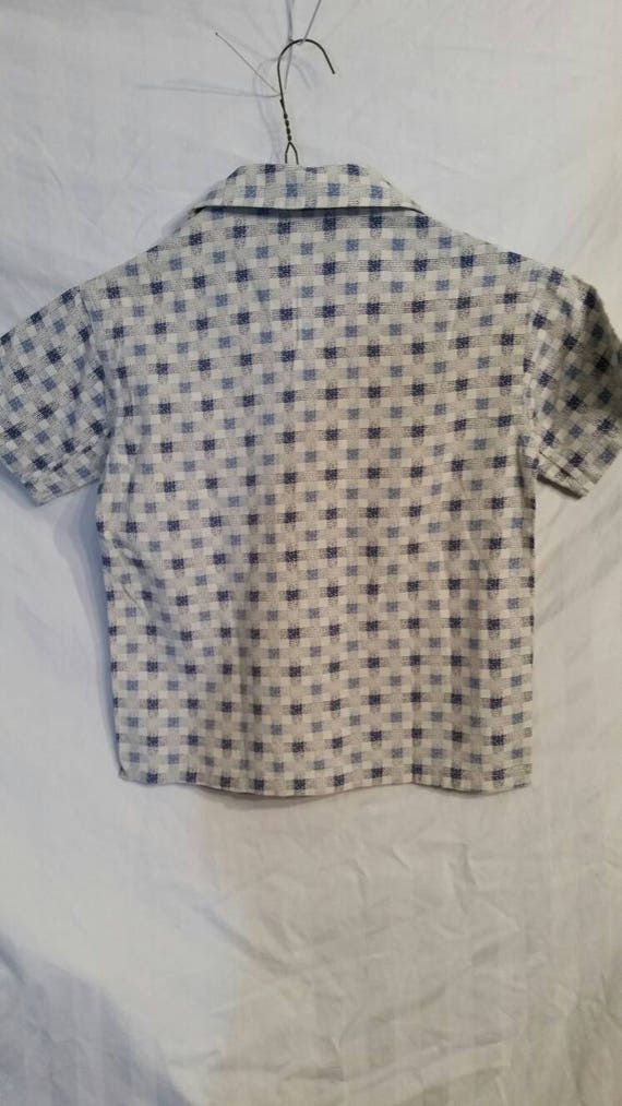 40s vintage boys blue plaid shirt, size 10, neck … - image 3