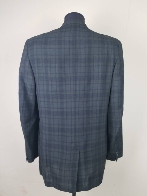 50s plaid sportcoat, mens blazer, navy green plai… - image 5