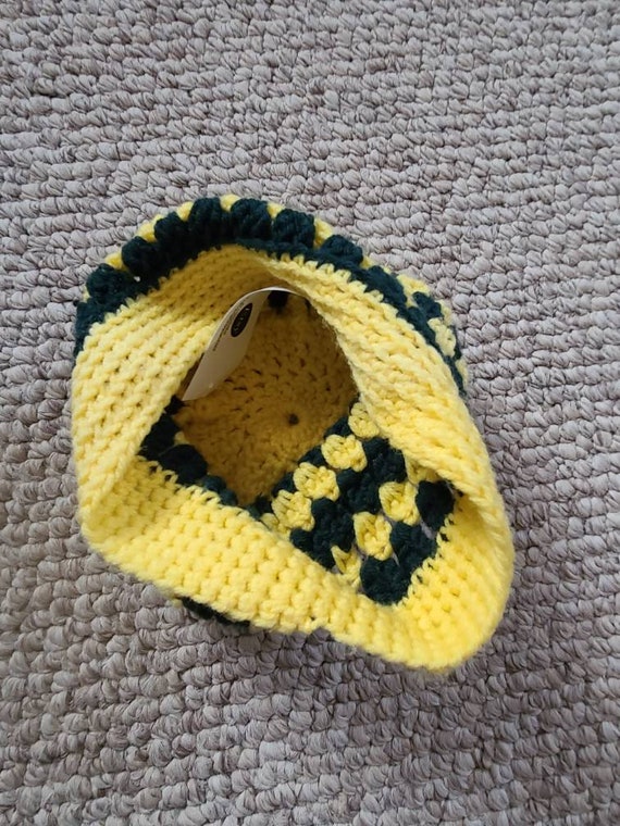 Beanie, vintage, handmade, hand crocheted, yellow… - image 4