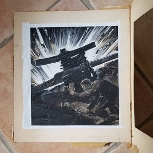 Original Tabot Alden Turner painting, mixed media, 1934, WWI military artwork