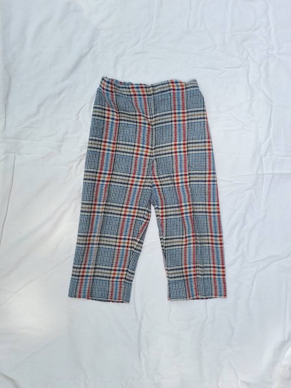 70s pants, children's, handmade, plaid pants - image 1