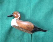 Vintage wooden duck, duck decoy, hand made duck, handcrafted mallard, hand carved wood decor, pintail duck