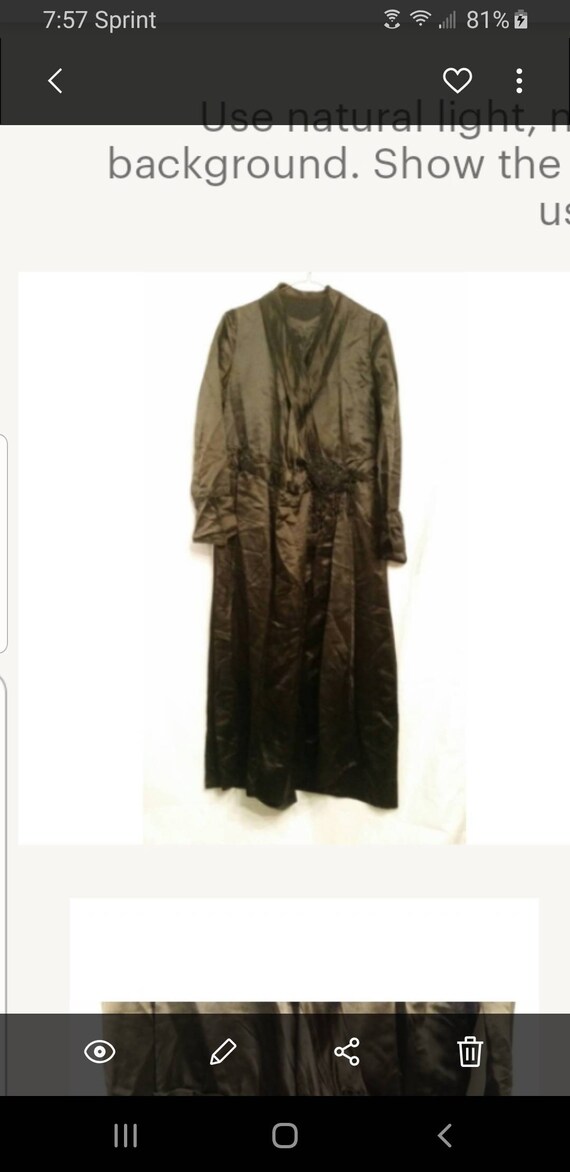 1910s-1920s Edwardian black silk antique formal d… - image 1