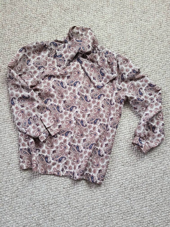80s blouse, bow, pussy bow, paisley - image 3