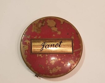 Janet Compact Powder Vintage Schildkraut Genuine Cloisonne Mirror Powder Compact With ...
