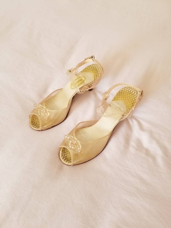 30s-40s clear heels, strappy, sandals, high heels,