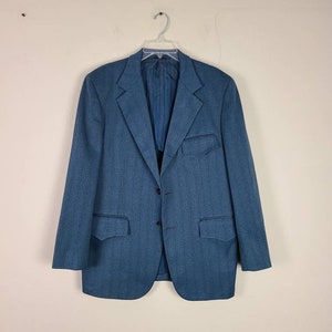 60s western style sportcoat,  blue blazer, 44R Towncraft, belted back