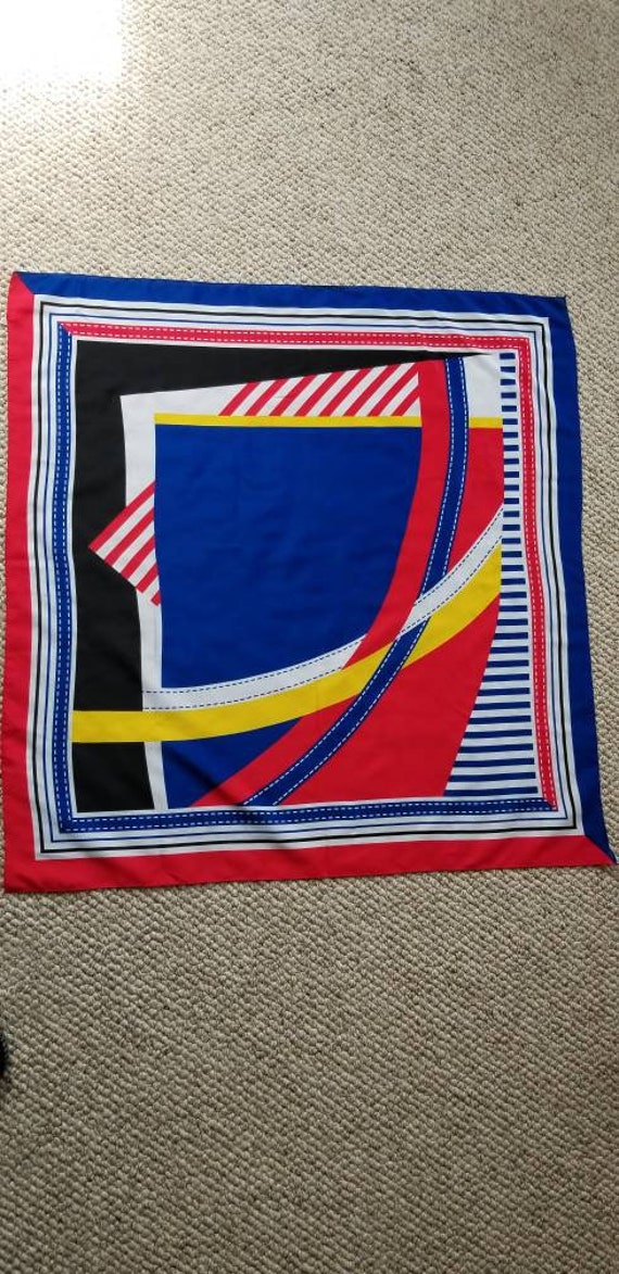Colorful scarf vintage mod geometric 34x36 Virginia Slims
