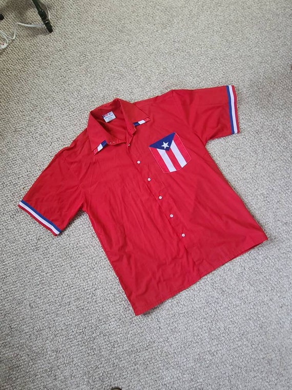 Vintage Bowling Shirt Mens XL Red White 