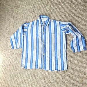 40s pajama top, blue striped, B Altman, cotton