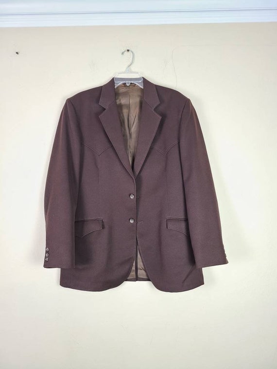 60s sportcoat 44L brown western style blazer - image 1