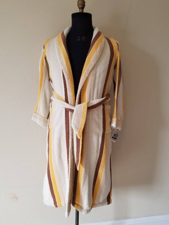 50s teen boys terry cloth vintage striped bathrobe