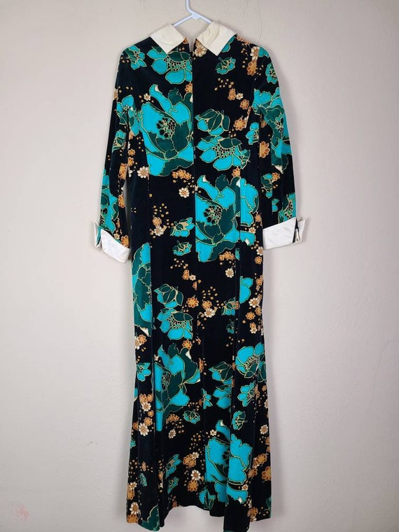 60s dress, velvet floral, amazing and beautiful! … - image 3