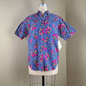 New 80s blouse, medium, cotton, polkadot floral