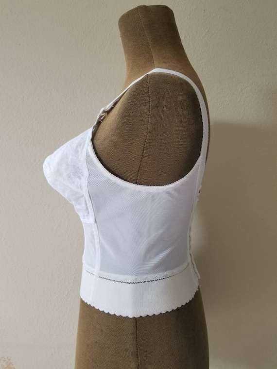 50s Vintage Bustier Bra, White 40B Playtex, Corset, Boned 